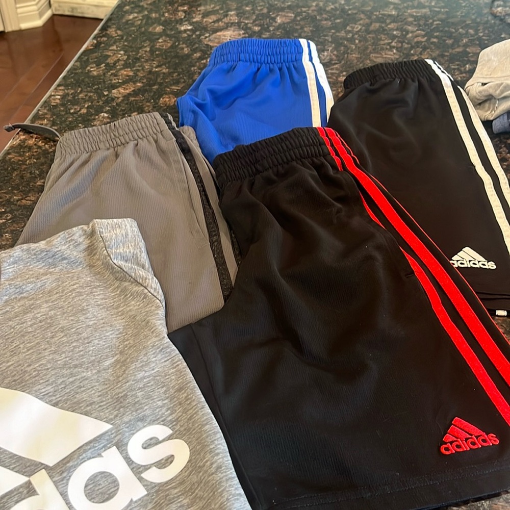 4 boys adidas shorts - size 8 small and shirt size 8 small